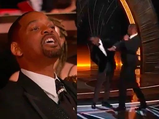 Will Smith dá tapa na cara de Chris Rock durante a premiação do Oscar