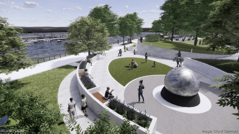 Novo parque à beira-lago vai transformar Downtown Clermont em cartão-postal da cidade