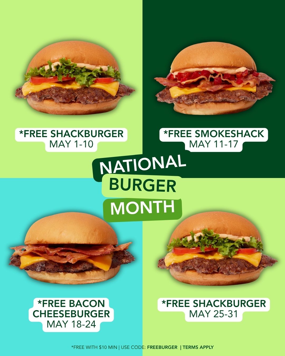 Shake Shack dá hambúrguer grátis em maio com compras acima de US$ 10