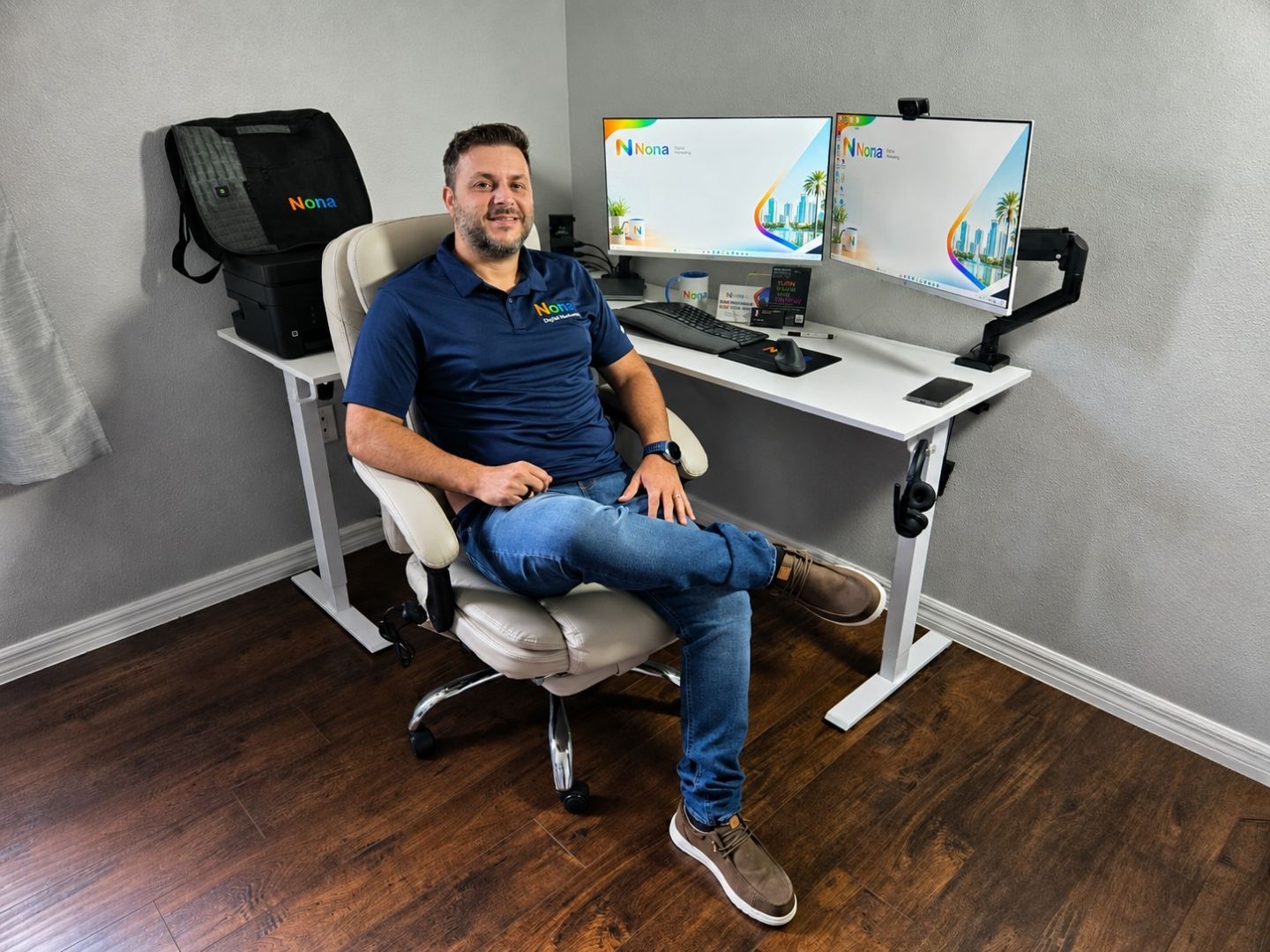 Guilherme Ferreira, fundador da Nona Digital Marketing, em seu escritório em Lake Nona, Orlando.